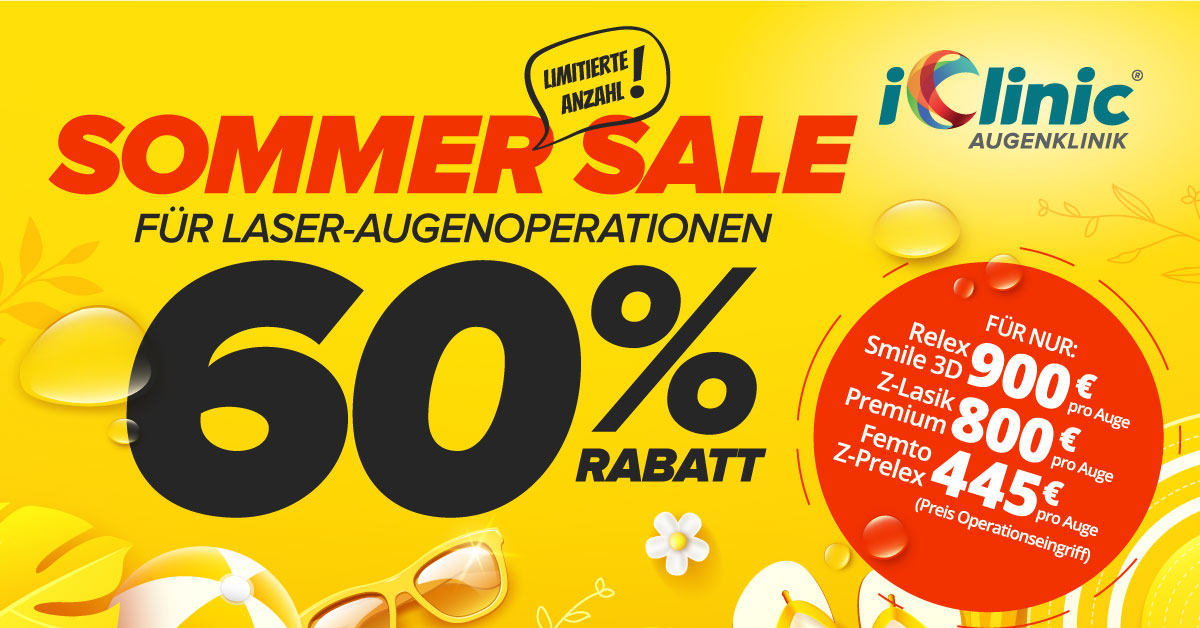 Großer Sommer-Sale für Laser-Augenoperationen – 60 % Rabatt